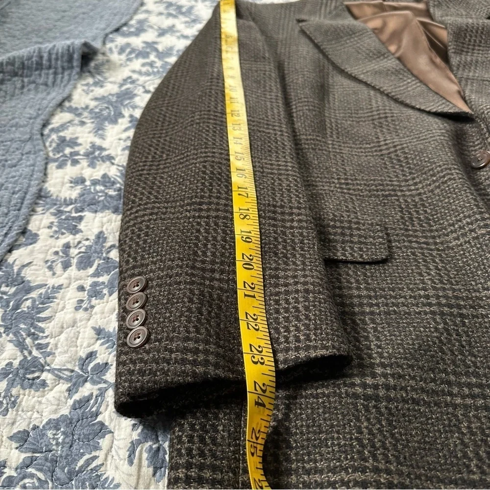 Hart Schaffner Marx Blazer Brown Plaid Two Button Wool Preppy Office Size 41R